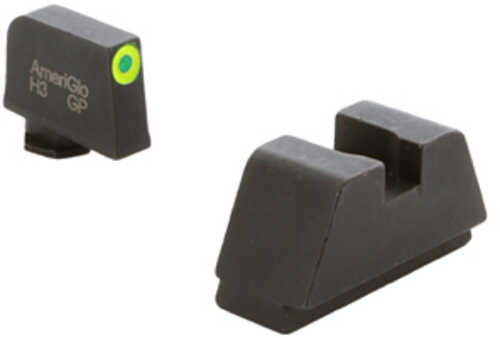AmeriGlo Optic Compatible Sets for Glock For Glock 43X/48 MOS Green Tritium with LumiGreen Outline Black Rear .220" Fron