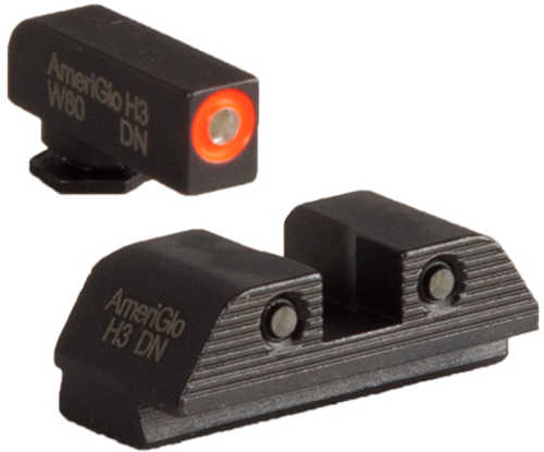 AmeriGlo Trooper Sight Fits Glock MOS 17 19 22 23 24 26 27 33 34 35 37 38 39 Gen 1-4 Green Tritium with Orange Outline F