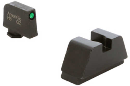 Ameriglo Optic Compatible Sets For Glock For Glock 43x/48 Mos Green Tritium With Black Outline Black Rear .220" Front An