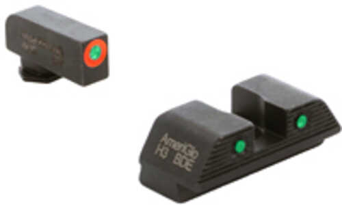Ameriglo Trooper Night Sight For Walther Pdp Green Front With Orange Outline Green With Black Outline Rear Matte Finish