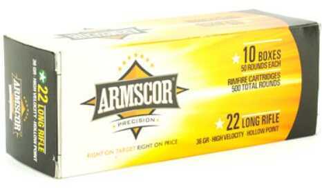 22 Long Rifle 500 Rounds Ammunition Armscor Precision Inc 36 Grain Lead