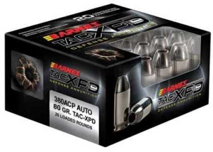 Barnes TAC-XPD 380 ACP 80 Grain Hollow Point Lead Free 20 Round Box BPD380A1