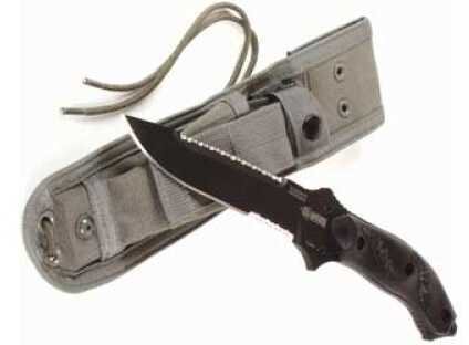 BlackHawk Products Group Nightedge Fixed Blade Knife Serrated Sheath 5.9" Over-Molded Thermoplastic Rubber 15NE10BK