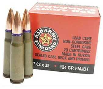 7.62X39mm 20 Rounds Ammunition Century Arms 124 Grain Full Metal Jacket