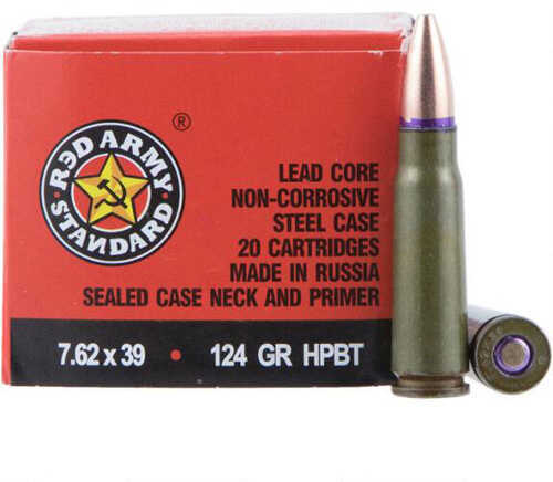7.62X39mm 20 Rounds Ammunition Century Arms 124 Grain Boat Tail Hollow Point