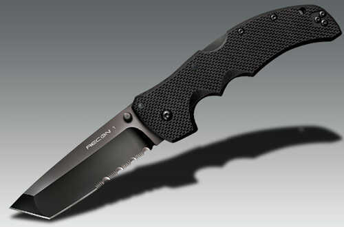 Cold Steel Recon 1 4" Folding Knife Tanto Point Combo Edge AUS 8A/Black Teflon XHP Thumb Stud/Pocket Clip 27TLCTH