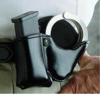 Desantis A15 Double Play Mag Pouch/Cuff Case Ambidextrous Black Stack & Handcuff Leather