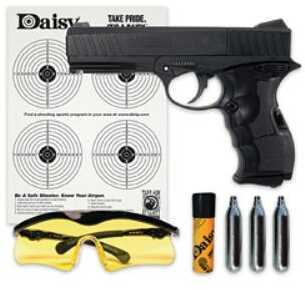 Daisy Powerline 408 Air Pistol Kit .177 Pellet or BB Black Finish Plastic Grip CO2 Semi-automatic 8 Shot 485 Feet Per Se