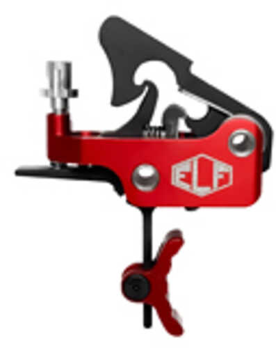 Click to see larger image. Elftmann Tactical Apex FA Adjustable Trigger Large Pin Curved with Red Shoe Fits AR-15 Anodized Finish Red