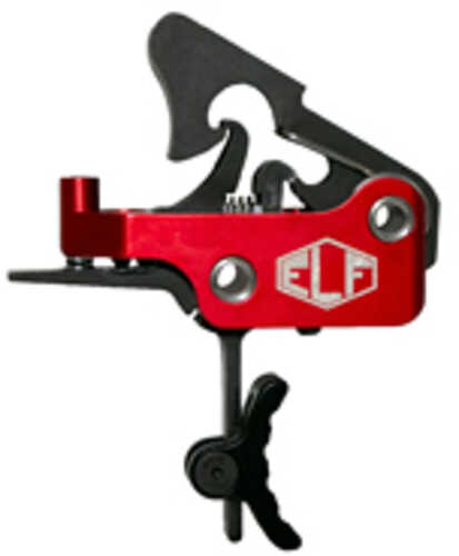 Elftmann Tactical Apex Adjustable Trigger Curved with Black Shoe Fits AR-15 Anodized Finish Red