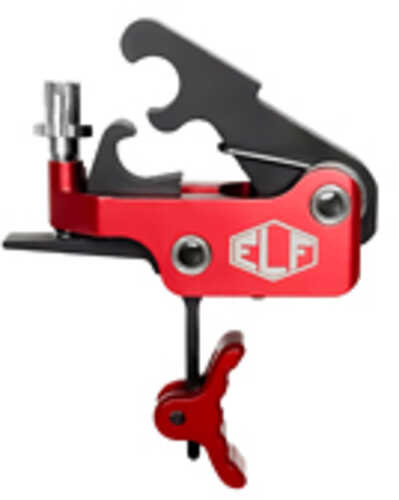 Elftmann Tactical SE FA Adjustable Trigger Large Pin Curved with Red Shoe Fits AR-15 Anodized Finish Red