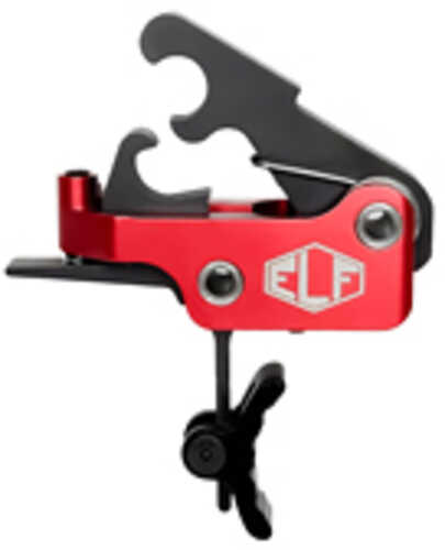 Elftmann Tactical Se Adjustable Trigger Curved With Black Shoe Fits Ar-15 Anodized Finish Red Se-b-c