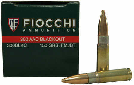 Fiocchi Ammunition Rifle 300 AAC Blackout Ammo 150 Grain Full Metal Jacket Boat Tail 50 Rounds Per Box 300BLKC