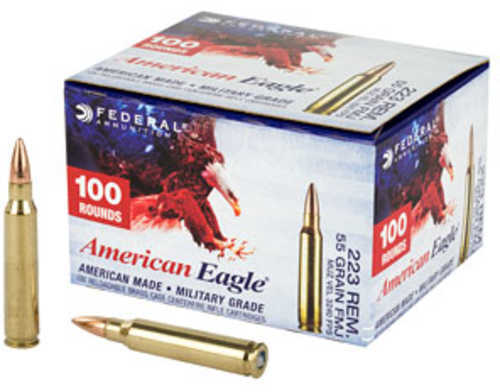 Click to see larger image. 223 Remington 100 Rounds Ammunition Federal Cartridge 55 Grain FMJ