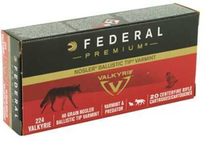 224 Valkyrie 20 Rounds Ammunition Federal Cartridge 60 Grain Ballistic Tip