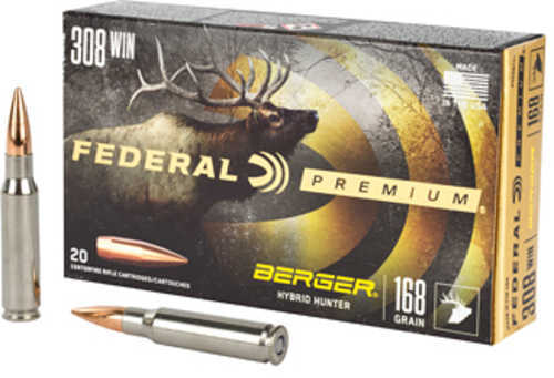 <span style="font-weight:bolder; ">308</span> Winchester 20 Rounds Ammunition Federal Cartridge 168 Grain Hollow Point