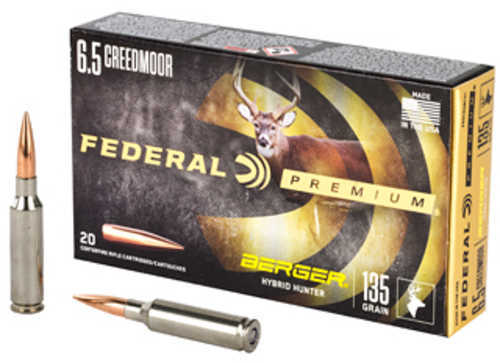 <span style="font-weight:bolder; ">6.5</span> <span style="font-weight:bolder; ">Creedmoor</span> 20 Rounds Ammunition Federal Cartridge 135 Grain Jacketed Hollow Point
