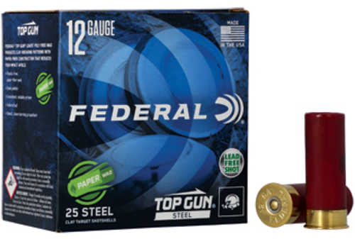 Federal Top Gun Paper Wad 12 Gauge 2.75" #7.5 1 oz 1250 FPS Steel Shot 25 Round Box TG12WS1 7.5