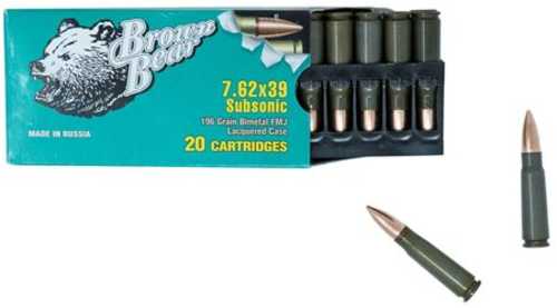 7.62X39mm 20 Rounds Ammunition Brown Bear 196 Grain mfm