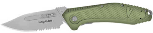 Havalon Redi-Knife Folding Knife Green Handle 3" Blade 1 Partially Serrated and Non-Serrated OAL 7 1/4" Am