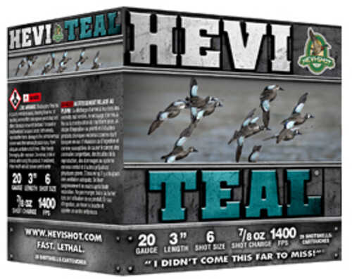 HEVI-Shot HEVI-TEAL 20 Gauge 3" #6 7/8 oz. Bismuth 25 Round Box HS62006