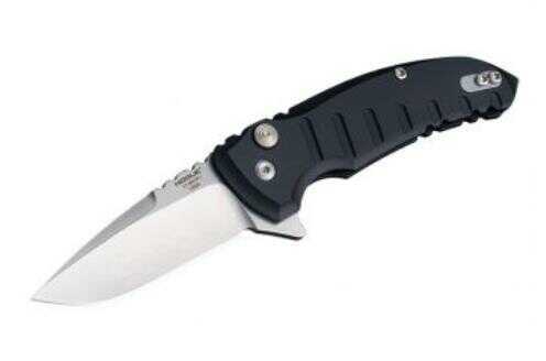 Click to see larger image. Hogue Grips X1-Microflip Folding Knife Tumbled Plain Drop Point Blade 2.75" Aluminum / Black 24170
