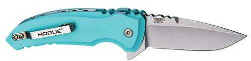 Hogue Grips X1-Microflip Folding Knife Tumbled Plain Drop Point Blade 2.75" Aluminum / Aquamarine 24173