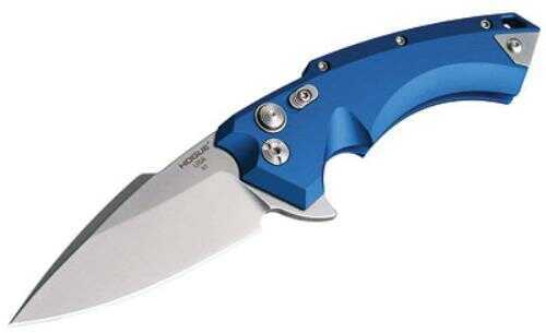 Hogue X5 Folding Knife 3.5" Blade Spear Point CPM154 Tumbled Finish Plain Edge Blue/Aluminum Frame 34573-EXLRSR