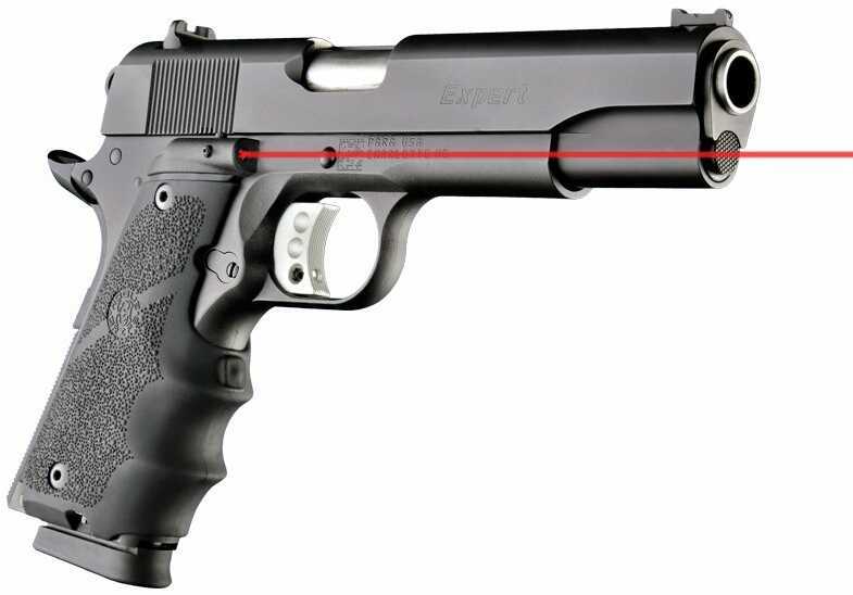 Hogue Grips Le Fits Colt Government Black Finish with Finger Grooves Laser Enhanced Batteries Included 45080