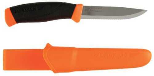 Morakniv Companion Serrated Fixed Blade Knife Stainless Steel Orange and Black Rubber Handle Sheat