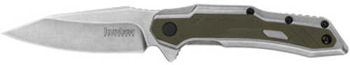 Kershaw Salvage Folding Knife/Assisted Open 2.9" Blade Reverse Tanto 8Cr13MoV Steel Silver Stonewashed OD Green Grip 136