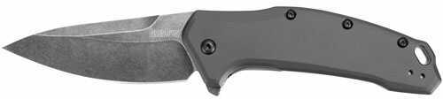 Kershaw Link Folding Knife, Gray Aluminum BlackWash Finish, Plain Edge, 3.25" Blade, 420HC Steel 1776GRYBW