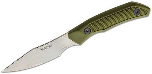 Kershaw Deschutes Caper Fixed Blade Knife 3.3" Clip Point Plain Edge D2 Steel Stonewash Finish Silver Olive Drab G