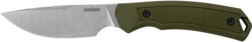 Kershaw Deschutes Skinner Fixed Blade Knife 3.9" Drop Point Plain Edge D2 Steel Stonewash Finish Silver Olive Drab