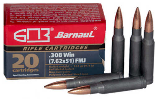 308 Winchester 20 Rounds Ammunition Barnaul Ammo 145 Grain Full Metal Jacket
