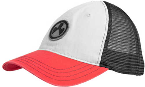 Magpul Industries Icon Patch Garment Washed Trucker Hat Stone/Black/Red One Size Fits Most MAG1105-110