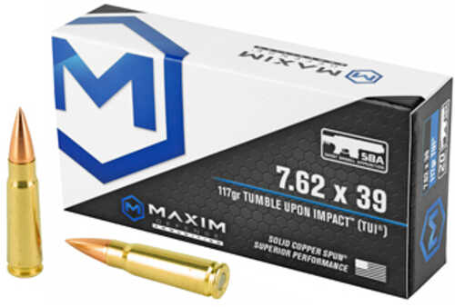 Maxim Defense 7.62x39mm 117 Grain Copper - 20 Rounds for Superior Penetration
