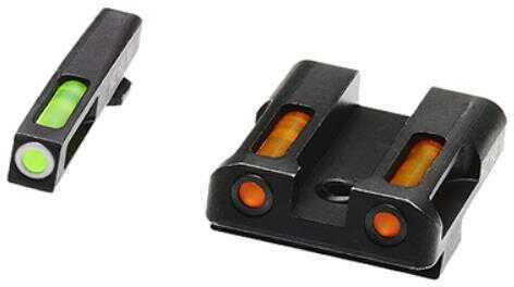 Hi-Viz LiteWave H3 Tritium/Litepipe Night Sights Fits Glk 9/40 S&W/357Sig Green Front w/White Ring Orange Rear GLN42