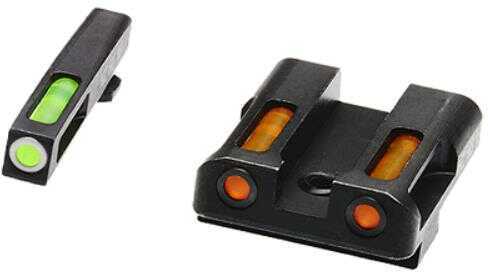 Hi-Viz LiteWave H3 Tritium/Litepipe Night Sights Fits Glock 45/10mm Green Front w/White Ring Orange Rear GLN429