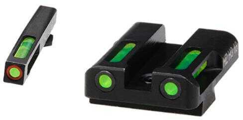Hi-Viz LiteWave H3 Tritium/Litepipe Night Sights Fits Glk 9/40 S&W/357Sig Green Front w/Orange Ring Rear GLN52