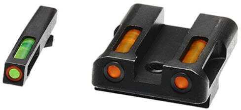 Hi-Viz LiteWave H3 Tritium/Litepipe Night Sights Fits Glk 9/40 S&W/357Sig Green Front w/Orange Ring Orange Rear GLN6