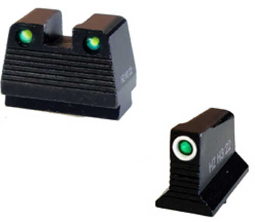 Hi-viz N2 Co-witness Sight For Glock Mos 9mm/40s&w/357sig .430" Height Green With White Ring Outline Front Tritium