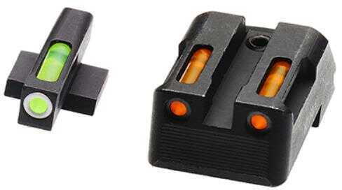 Hi-Viz LiteWave H3 Tritium/Litepipe Night Sights Fits 1911 Models w/Fixed Rear Green Front w/White Ring Oran