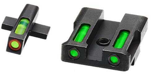 HiViz LiteWave H3 Set 3-Dot Tritium With Litepipe Technology Green Orange Outline Front Rear Black Frame For