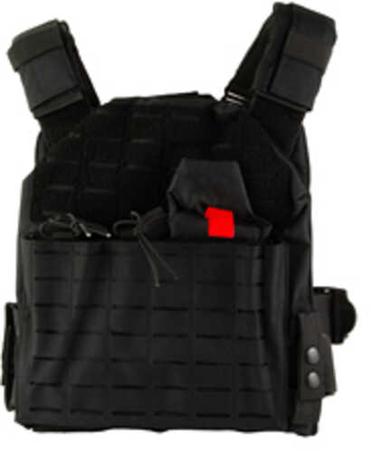 NcSTAR Laser Cut Plate Carrier Black Size Medium-2XL Laser Cut MOLLE Slots Kangaroo Pouch Fits 10"x12" Hard Plates CVLCP