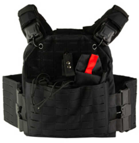 NcSTAR Quick Release Laser Cut Plate Carrier Black Size Medium-2XL Quick Release Metal Buckles at Shoulders and Sides Si