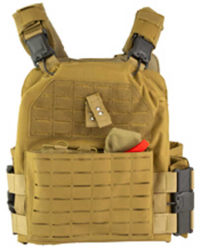 NcSTAR Quick Release Laser Cut Plate Carrier Tan Size 2XL Quick Release Metal Buckles at Shoulders and Sides Side Plate