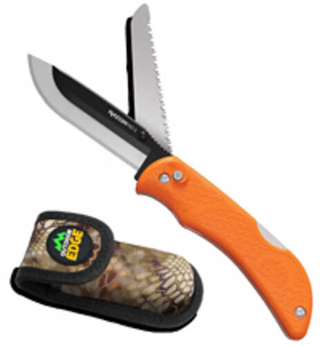 Outdoor Edge Razorpro S Folding Knife 3.5" Plain Edge Blade 3.4" Saw Blade Black Oxide Blade Holder 420j2 Stainless Oran