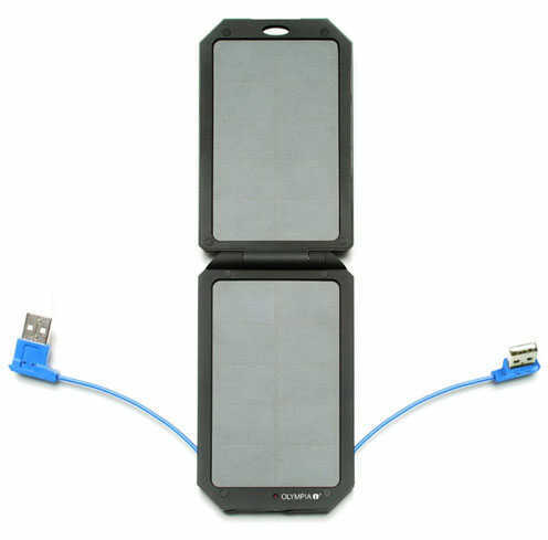 Olympic Olympia Sb5500 External Solar Battery Rechargeable Via Built-In USb Cable Black