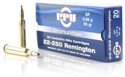 22-250 Remington 20 Rounds Ammunition Prvi Partizan 55 Grain Soft Point